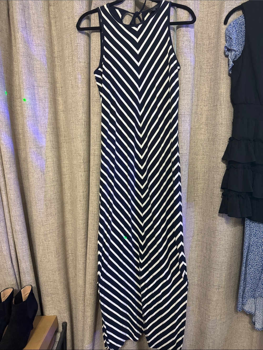 The Limited Navy and White Striped Maxi Dress, Sz S